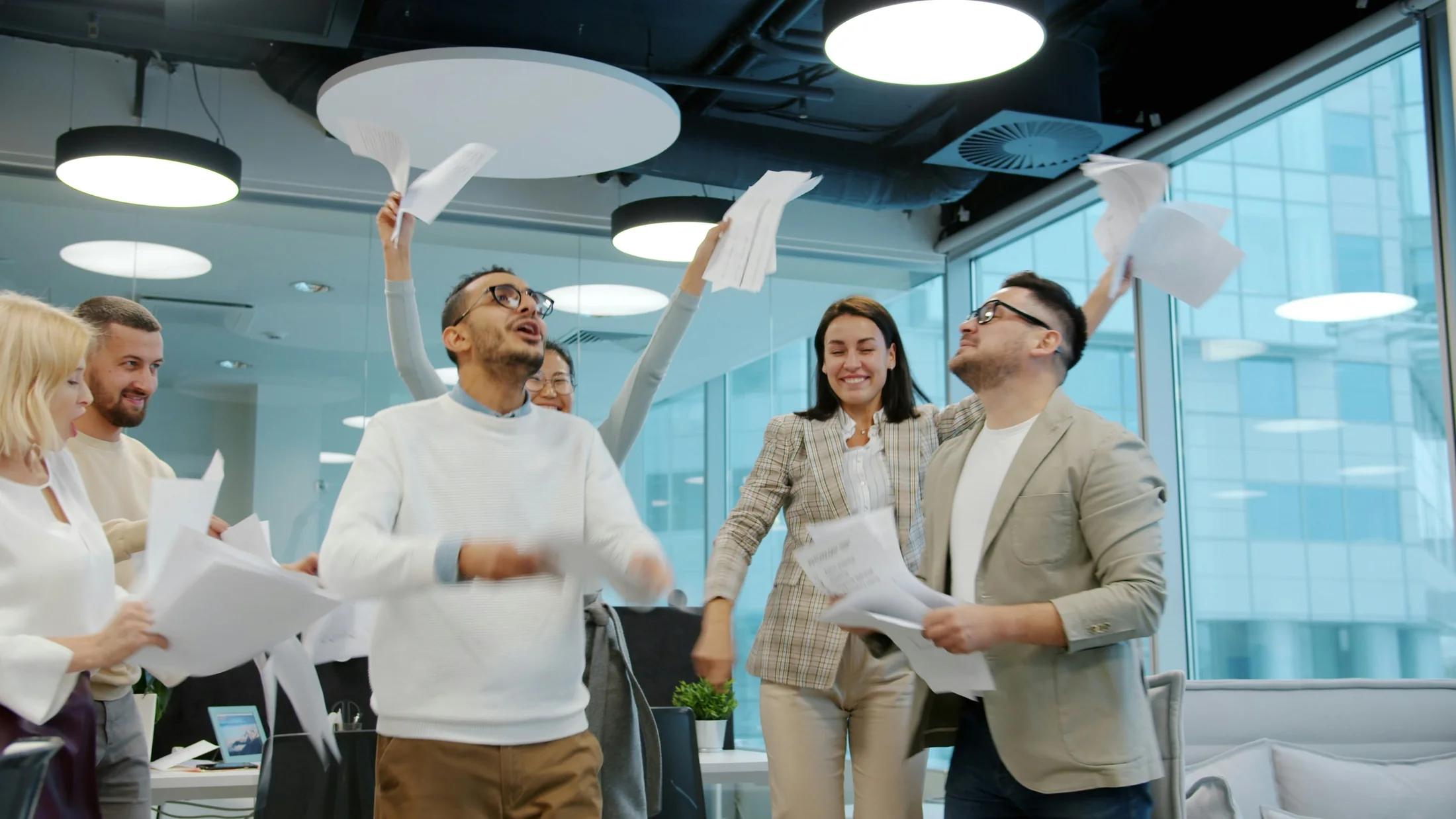 Business team celebrating a successful result